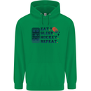 Eat Sleep Hockey Repeat Ice Street Mens 80% Cotton Hoodie Irish Green