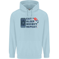 Eat Sleep Hockey Repeat Ice Street Mens 80% Cotton Hoodie Light Blue
