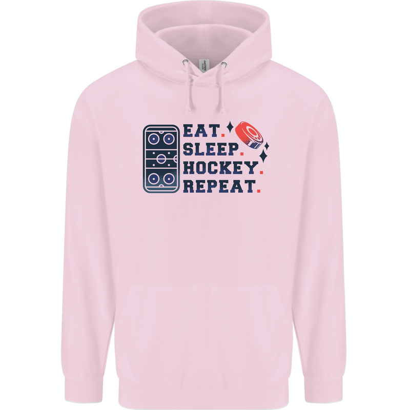 Eat Sleep Hockey Repeat Ice Street Mens 80% Cotton Hoodie Light Pink