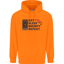 Eat Sleep Hockey Repeat Ice Street Mens 80% Cotton Hoodie Orange
