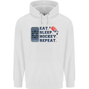 Eat Sleep Hockey Repeat Ice Street Mens 80% Cotton Hoodie White