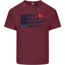 Eat Sleep Hockey Repeat Ice Street Mens Cotton T-Shirt Tee Top Maroon