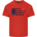 Eat Sleep Hockey Repeat Ice Street Mens Cotton T-Shirt Tee Top Red