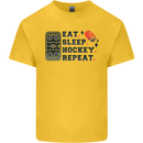 Eat Sleep Hockey Repeat Ice Street Mens Cotton T-Shirt Tee Top Yellow