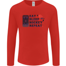 Eat Sleep Hockey Repeat Ice Street Mens Long Sleeve T-Shirt Red