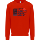 Eat Sleep Hockey Repeat Ice Street Mens Sweatshirt Jumper Bright Red