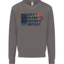 Eat Sleep Hockey Repeat Ice Street Mens Sweatshirt Jumper Charcoal