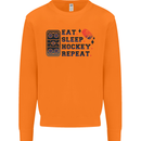 Eat Sleep Hockey Repeat Ice Street Mens Sweatshirt Jumper Orange