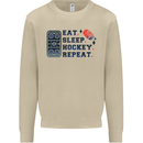 Eat Sleep Hockey Repeat Ice Street Mens Sweatshirt Jumper Sand
