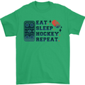 Eat Sleep Hockey Repeat Ice Street Mens T-Shirt 100% Cotton Irish Green