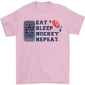 Eat Sleep Hockey Repeat Ice Street Mens T-Shirt 100% Cotton Light Pink