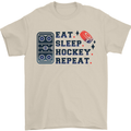 Eat Sleep Hockey Repeat Ice Street Mens T-Shirt 100% Cotton Sand