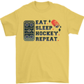 Eat Sleep Hockey Repeat Ice Street Mens T-Shirt 100% Cotton Yellow