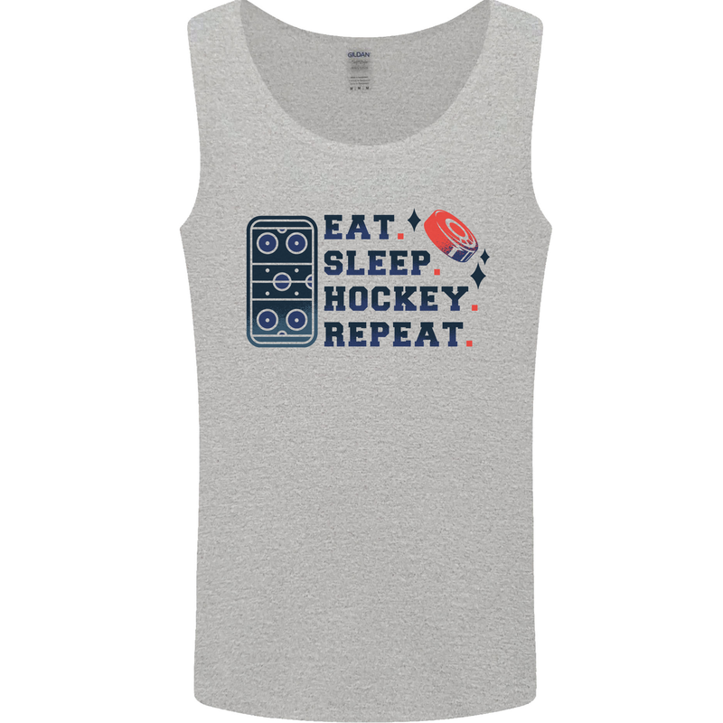 Eat Sleep Hockey Repeat Ice Street Mens Vest Tank Top Sports Grey