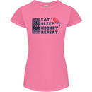 Eat Sleep Hockey Repeat Ice Street Womens Petite Cut T-Shirt Azalea