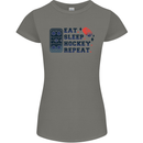 Eat Sleep Hockey Repeat Ice Street Womens Petite Cut T-Shirt Charcoal