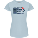 Eat Sleep Hockey Repeat Ice Street Womens Petite Cut T-Shirt Light Blue