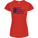 Eat Sleep Hockey Repeat Ice Street Womens Petite Cut T-Shirt Red