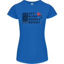 Eat Sleep Hockey Repeat Ice Street Womens Petite Cut T-Shirt Royal Blue