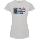 Eat Sleep Hockey Repeat Ice Street Womens Petite Cut T-Shirt Sports Grey