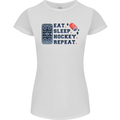 Eat Sleep Hockey Repeat Ice Street Womens Petite Cut T-Shirt White