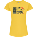 Eat Sleep Hockey Repeat Ice Street Womens Petite Cut T-Shirt Yellow