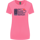 Eat Sleep Hockey Repeat Ice Street Womens Wider Cut T-Shirt Azalea