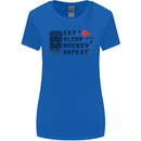 Eat Sleep Hockey Repeat Ice Street Womens Wider Cut T-Shirt Royal Blue