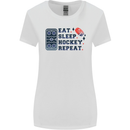 Eat Sleep Hockey Repeat Ice Street Womens Wider Cut T-Shirt White