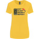 Eat Sleep Hockey Repeat Ice Street Womens Wider Cut T-Shirt Yellow