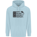 Eat Sleep Hockey Repeat Street Ice Funny Childrens Kids Hoodie Light Blue