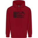 Eat Sleep Hockey Repeat Street Ice Funny Childrens Kids Hoodie Red