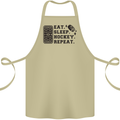 Eat Sleep Hockey Repeat Street Ice Funny Cotton Apron 100% Organic Khaki