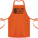 Eat Sleep Hockey Repeat Street Ice Funny Cotton Apron 100% Organic Orange