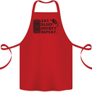 Eat Sleep Hockey Repeat Street Ice Funny Cotton Apron 100% Organic Red