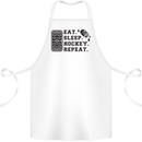 Eat Sleep Hockey Repeat Street Ice Funny Cotton Apron 100% Organic White