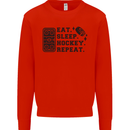Eat Sleep Hockey Repeat Street Ice Funny Kids Sweatshirt Jumper Bright Red