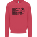 Eat Sleep Hockey Repeat Street Ice Funny Kids Sweatshirt Jumper Heliconia