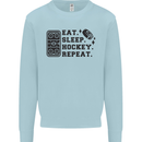 Eat Sleep Hockey Repeat Street Ice Funny Kids Sweatshirt Jumper Light Blue