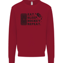 Eat Sleep Hockey Repeat Street Ice Funny Kids Sweatshirt Jumper Red