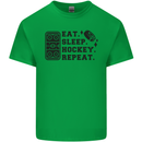 Eat Sleep Hockey Repeat Street Ice Funny Kids T-Shirt Childrens Irish Green