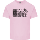 Eat Sleep Hockey Repeat Street Ice Funny Kids T-Shirt Childrens Light Pink