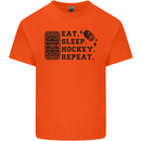 Eat Sleep Hockey Repeat Street Ice Funny Kids T-Shirt Childrens Orange