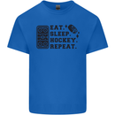 Eat Sleep Hockey Repeat Street Ice Funny Kids T-Shirt Childrens Royal Blue