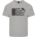 Eat Sleep Hockey Repeat Street Ice Funny Kids T-Shirt Childrens Sports Grey