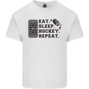 Eat Sleep Hockey Repeat Street Ice Funny Kids T-Shirt Childrens White
