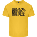 Eat Sleep Hockey Repeat Street Ice Funny Kids T-Shirt Childrens Yellow