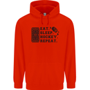 Eat Sleep Hockey Repeat Street Ice Funny Mens 80% Cotton Hoodie Bright Red