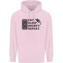 Eat Sleep Hockey Repeat Street Ice Funny Mens 80% Cotton Hoodie Light Pink
