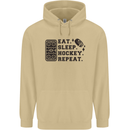 Eat Sleep Hockey Repeat Street Ice Funny Mens 80% Cotton Hoodie Sand